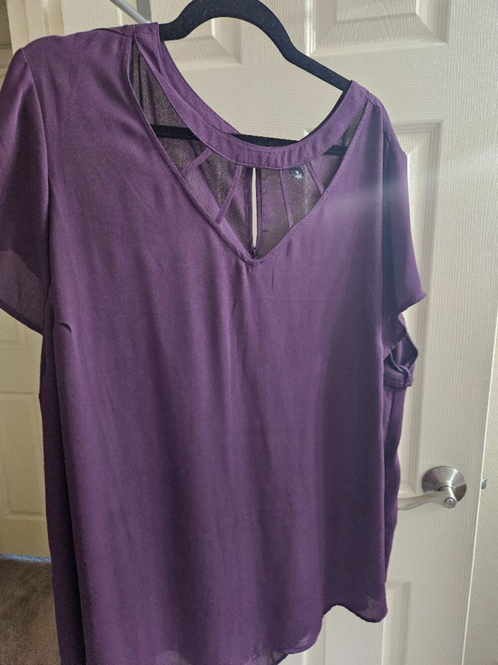 Torrid 3x Deep Purple Georgette Cage Blouse